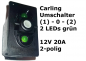Preview: Carling Schalter (EIN)-AUS-(EIN) - Umtaster (1)-0-(2) mit 2 grünen LED - OHNE Wippe
