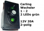 Preview: Carling Schalter EIN-EIN - Wechsler 1-2 mit 2 grünen LED - OHNE Wippe