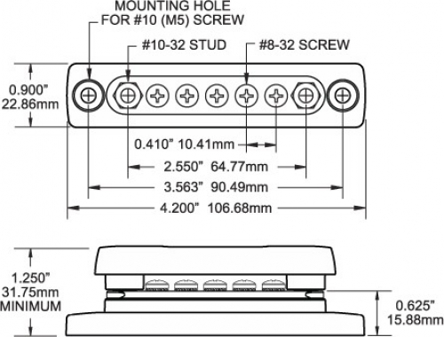 BlueSea 2314 Massesammelschiene 100A mit Abdeckung – SMS 7 (2x M6 & 5x M4)