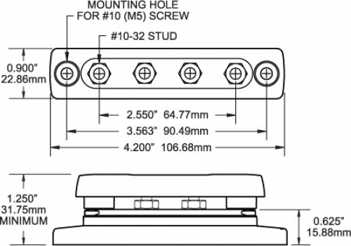 BlueSea 2315 Massesammelschiene 100A mit Abdeckung (4x M6)