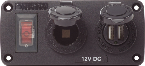 BlueSea 4363 Steckdosenpanel außen 12V DC & 2x USB-A