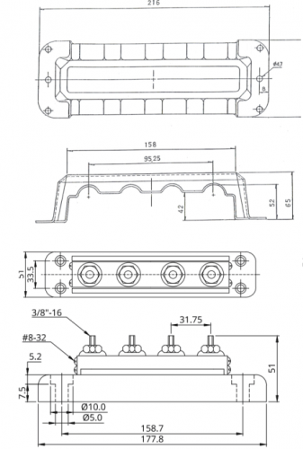 Victron Busbar 600A 4P +cover
