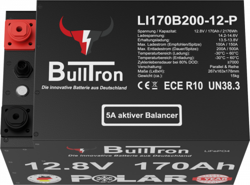 BullTron Lithium Batterie 12,8V 170Ah Smart BMS Polar