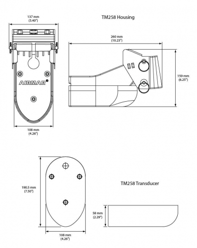 Raymarine TM258, Spiegelheckgeber für Tiefe & Temperatur