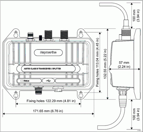 Raymarine E70476 AIS 700 Klasse B Transceiver Sender/Empfänger mit integriertem Splitter