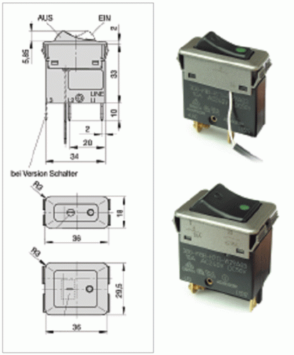 Philippi E-T-A Sicherung 3130-F12B-H7T1-U29AG3-10A (Taster)