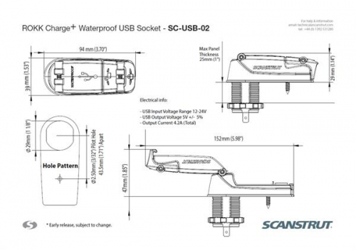 Scanstrut USB-02 wasserdichte USB-Steckdose IPx6