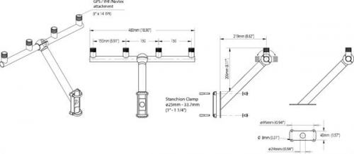 Scanstrut TB-01 Halterung für bis zu 4 Antennen, Edelstahl