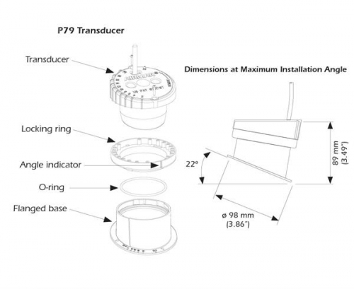 Raymarine T70278 P79S Inneneinbau-Smart Transducer für Tiefe (NMEA-2000 mit STng-Anschlusskabel)