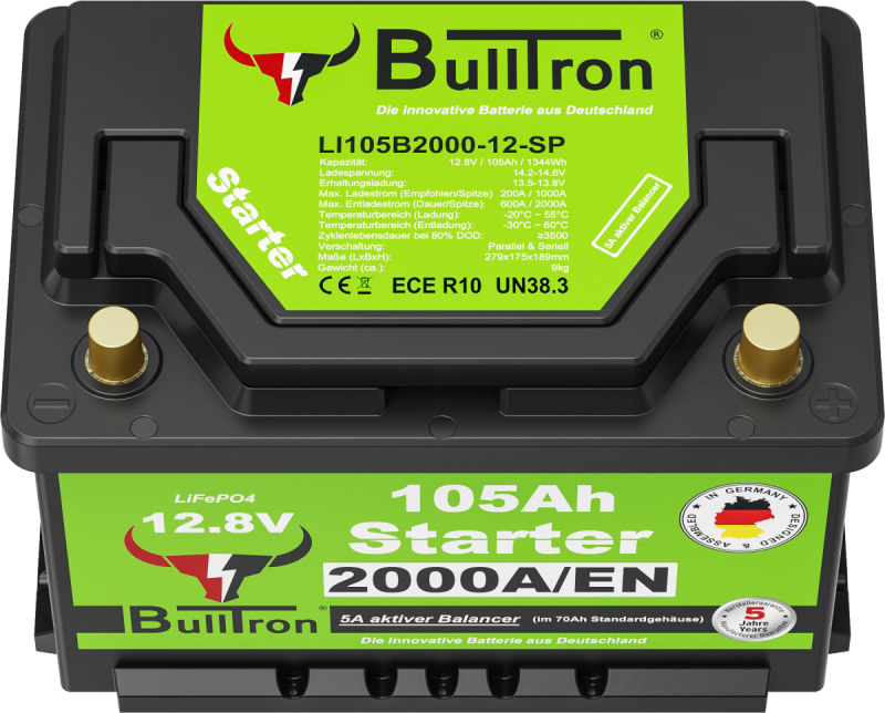 BullTron Lithium Starter Batterie Polar 12,8V 105Ah
