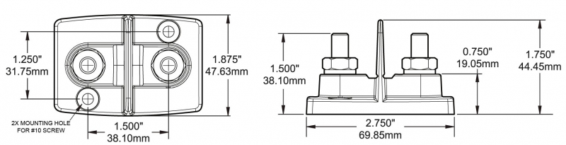 BlueSea 2016 Sammelstützpunkt Dual M8 (5/16")