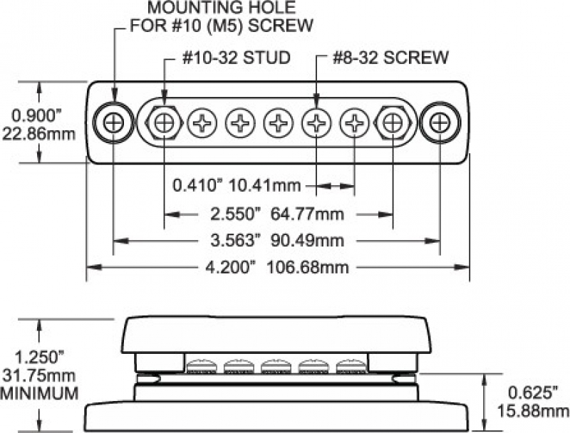 BlueSea 2314 Massesammelschiene 100A mit Abdeckung – SMS 7 (2x M6 & 5x M4)