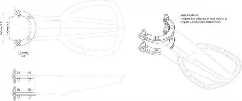 Scanstrut 50100 Adapter-Kit für Masthalterung