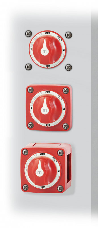 BlueSea Batteriehauptschalter 1-0-2-Combine 300A Rot