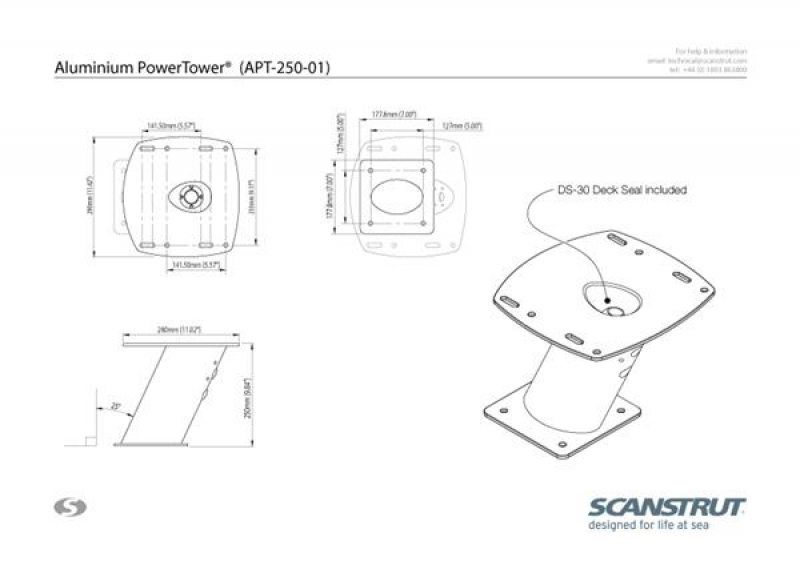 Scanstrut APT250-01 PowerTower 25cm Aluminium Scanstrut APT250-01 PowerTower 25cm Aluminium