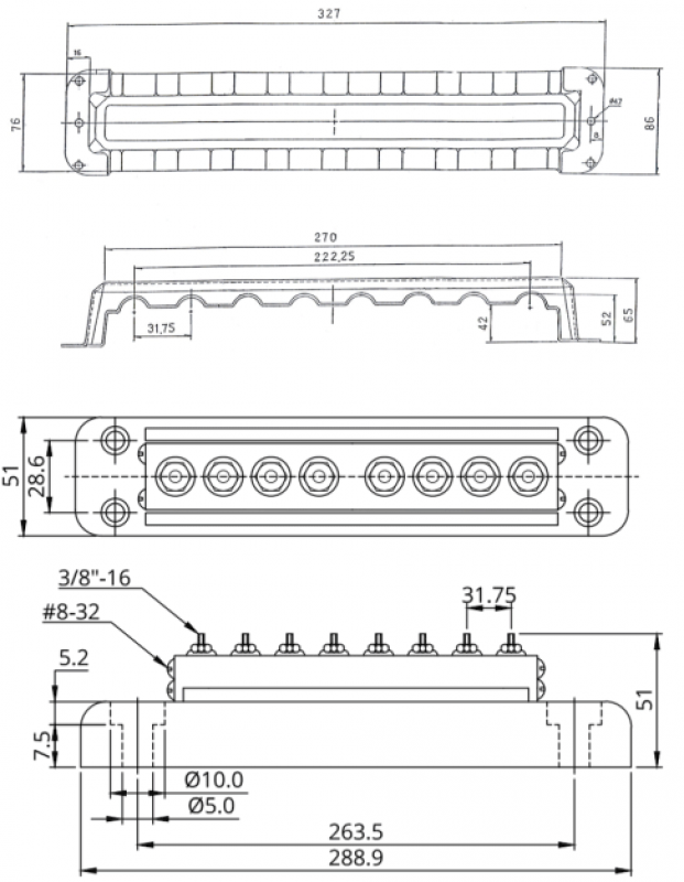Victron Busbar 600A 8P +cover