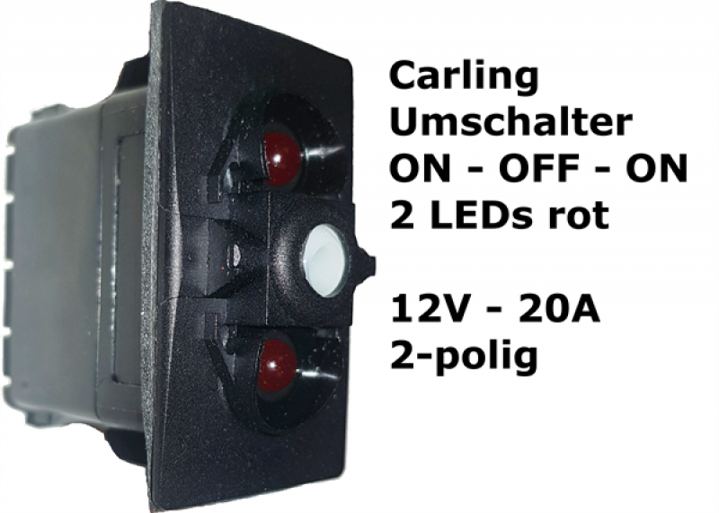 Carling Schalter EIN-AUS-EIN - Umschalter 1-0-2 mit 2 roten LED - OHNE Wippe