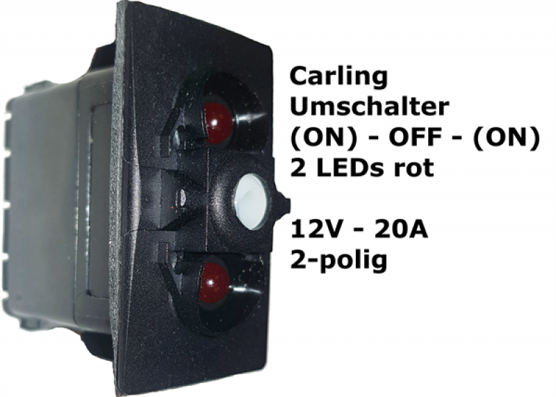 Carling Schalter (EIN)-AUS-(EIN) - Umtaster (1)-0-(2) mit 2 roten LED - OHNE Wippe