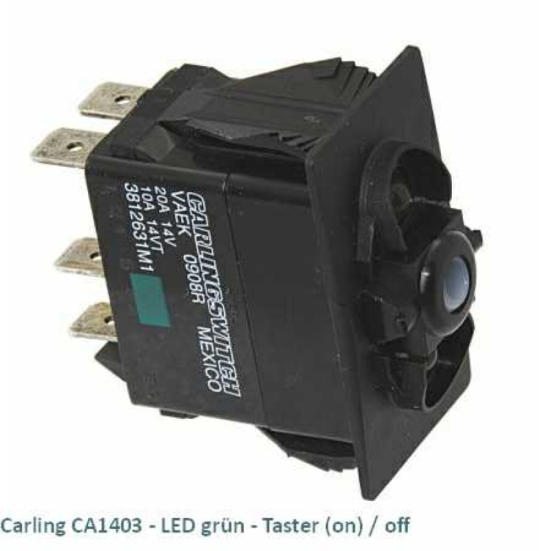Carling CA1403 LED grün - Taster (on)/off Carling CA1403 LED grün - Taster (on)/off