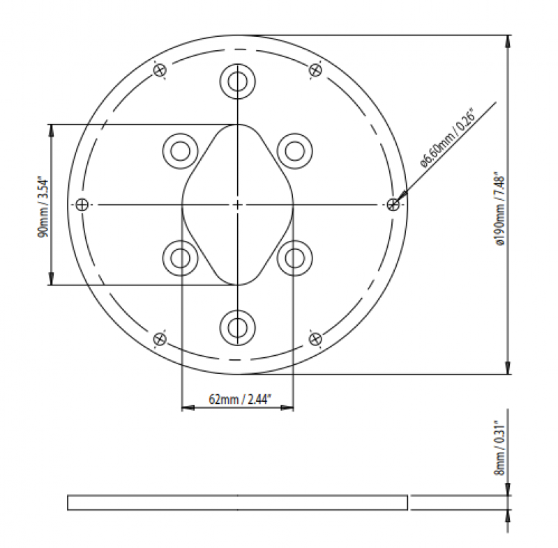 Scanstrut DPT-C-PLATE-02 Montageplatte für Kamera Flir M100/200 Scanstrut DPT-C-PLATE-02 Montageplatte für Kamera Flir M100/200