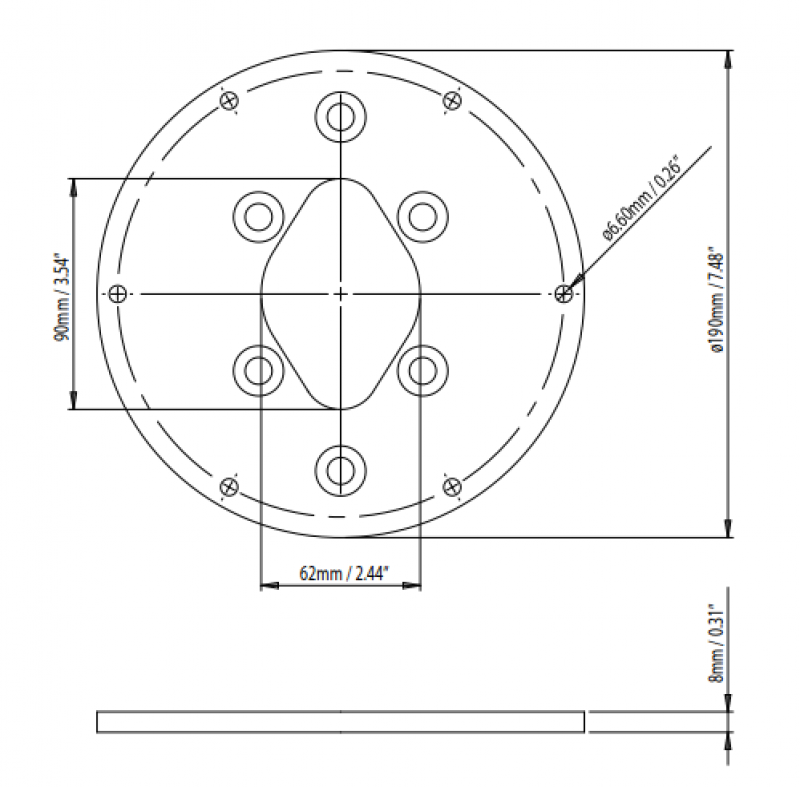 Scanstrut DPT-C-PLATE-02 Montageplatte für Kamera Flir M100/200