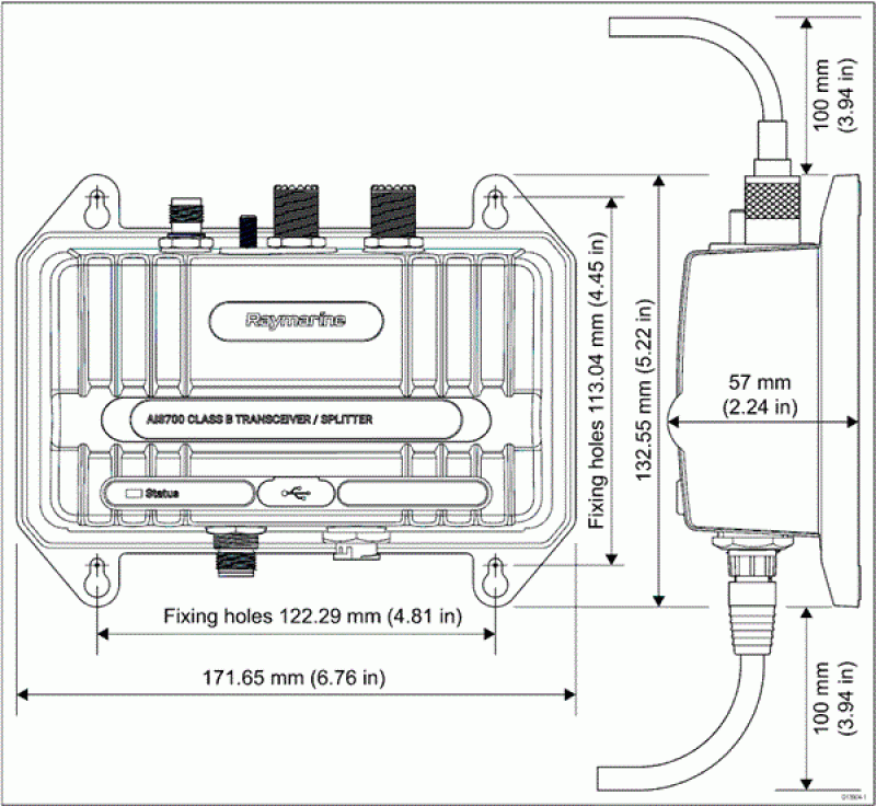 Raymarine E70476 AIS 700 Klasse B Transceiver Sender/Empfänger mit integriertem Splitter
