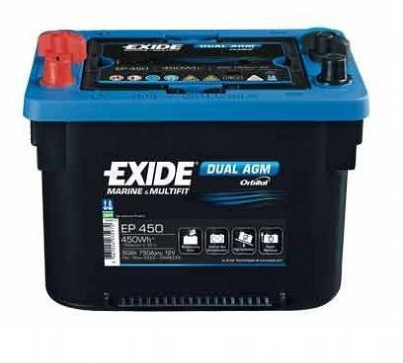 Exide Dual AGM EP450 – 12 V 50 Ah Starter- und Versorgungsbatterie, 450 Wh, 750 A