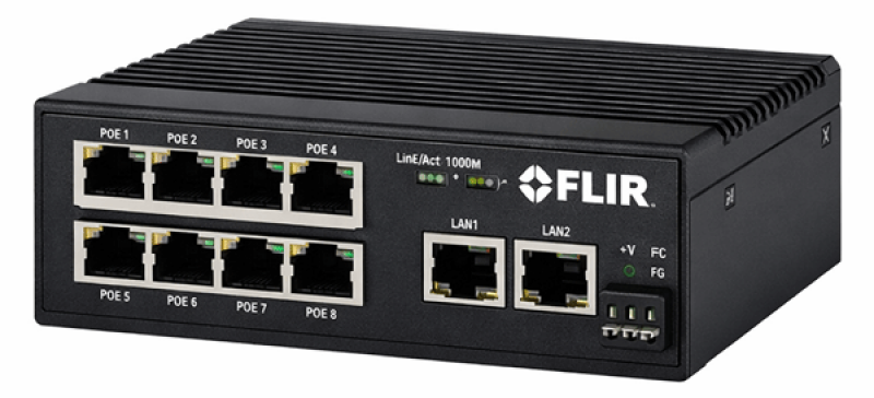 FLIR 4230175 Industrieller PoE-Switch – 8-Port, 12–36 V DC, für FLIR und Raymarine Kamerasysteme