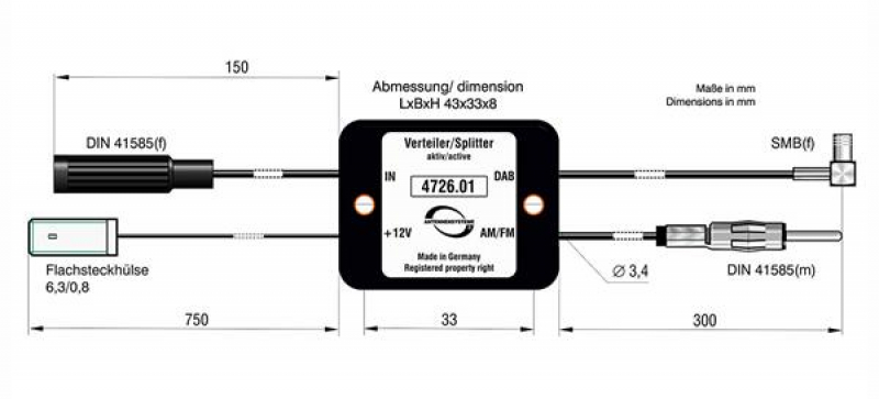 Antennensplitter FM auf FM und DAB aktiv