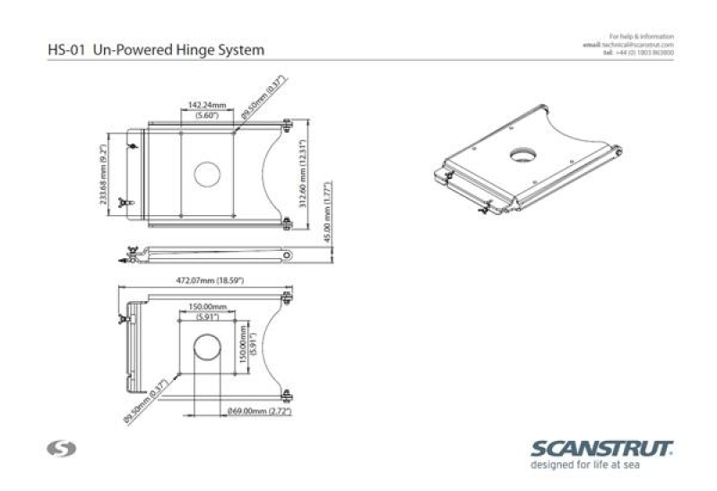 Scanstrut HS-01 Passiver Klapphalter für SAT-TV Antennen bis 40cm Scanstrut HS-01 Passiver Klapphalter für SAT-TV Antennen bis 40cm