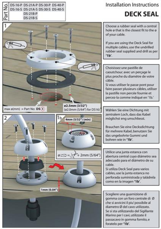 Scanstrut DS21A-P Decksdurchführung Kunststoff bis 21mm Stecker und 4-9mm Kabel grau Scanstrut DS21A-P Decksdurchführung Kunststoff bis 21mm Stecker und 4-9mm Kabel grau