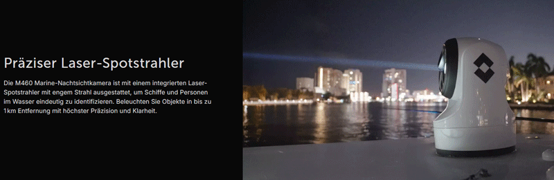 Raymarine E70678 FLIR M460 Stabilised Wärmebildkamera – 3-Achsen, 640 × 480, Dual Sensor, 6–24° FoV, LED Spotlight