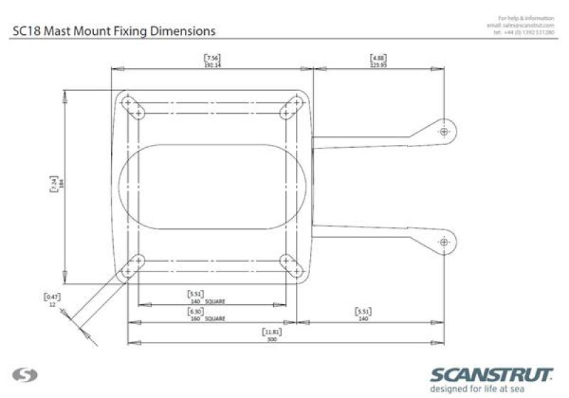 Scanstrut SC18 Masthalterung für kleine Radomantennen Scanstrut SC18 Masthalterung für kleine Radomantennen