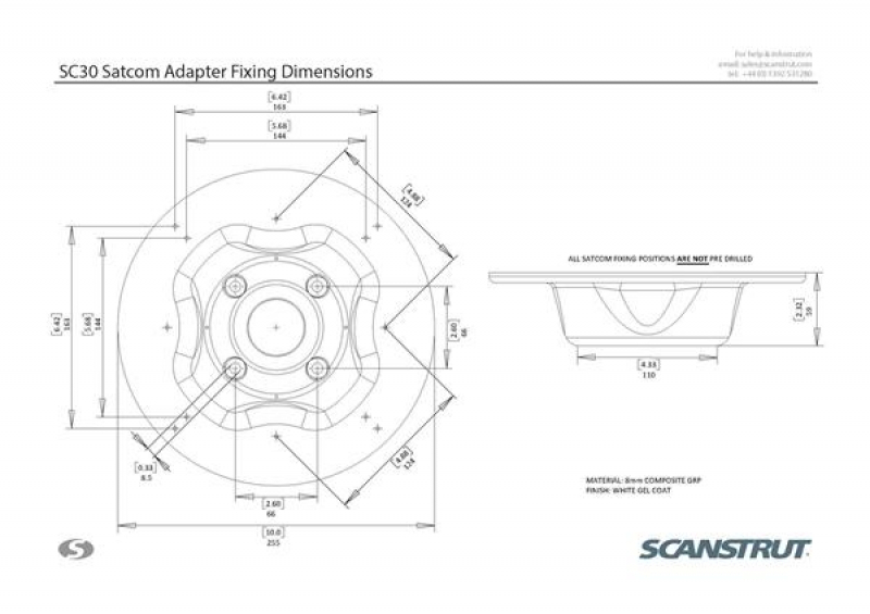 Scanstrut SC30 Adapterplatte für kleine SAT-TV Antennen 