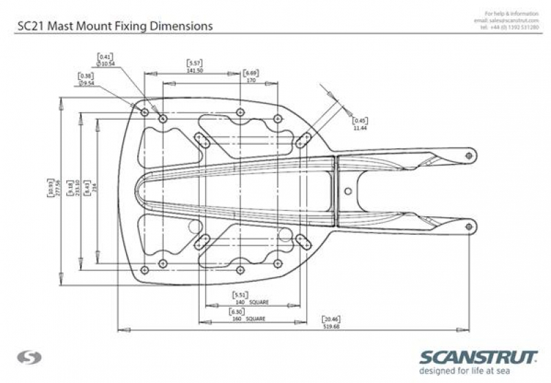 Scanstrut SC21 Masthalterung für 24" Radomantennen Scanstrut SC21 Masthalterung für 24" Radomantennen