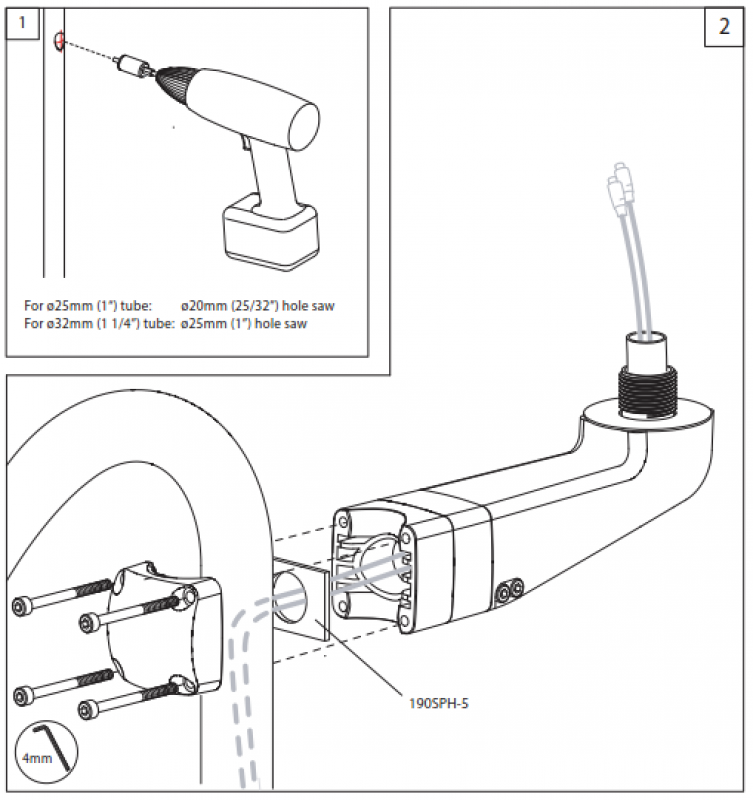 Scanstrut SPR-1I-AM Konsole Steuersäule mit Arm, 1 Instrument