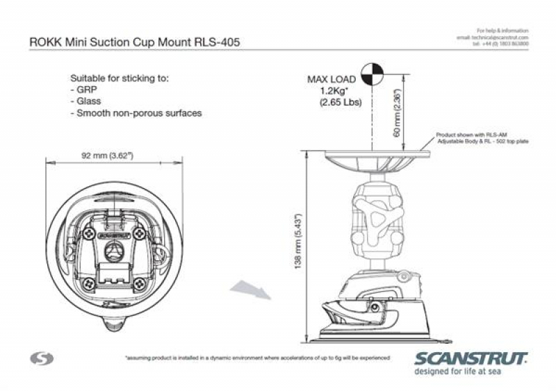 Scanstrut RLS-405 Rokk Mini Montageplatte für ebene Fläche
