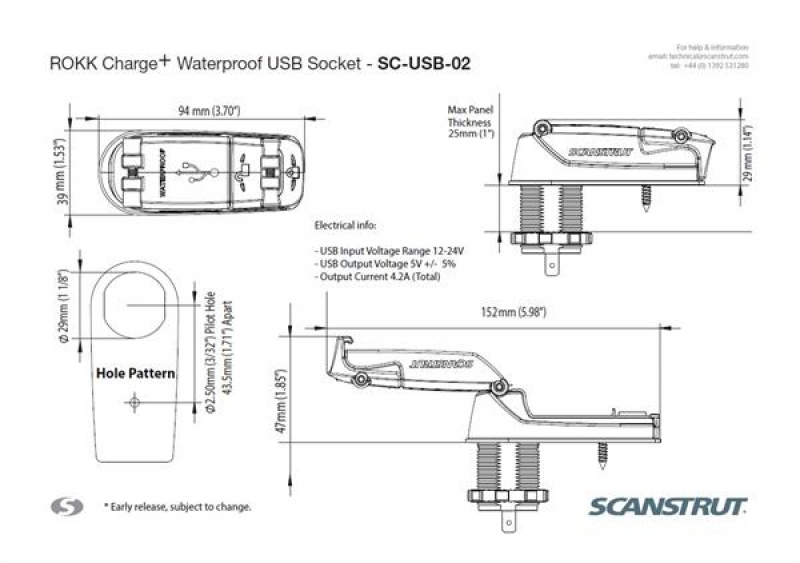 Scanstrut USB-02 wasserdichte USB-Steckdose IPx6 Scanstrut USB-02 wasserdichte USB-Steckdose IPx6