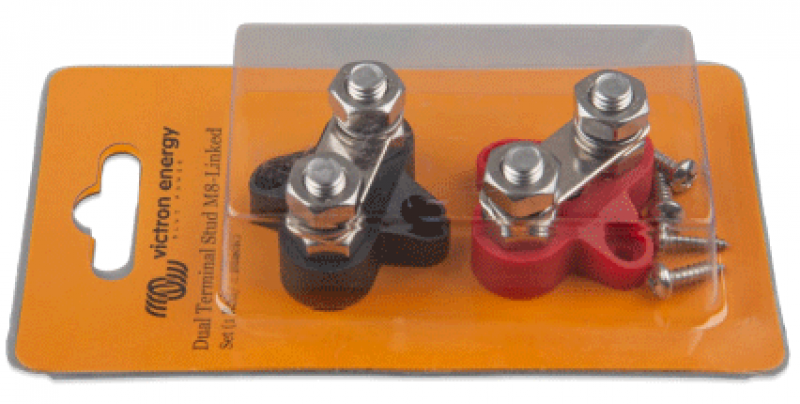 Victron Dual Terminal Stud M8-linked set (1 red/1 black)