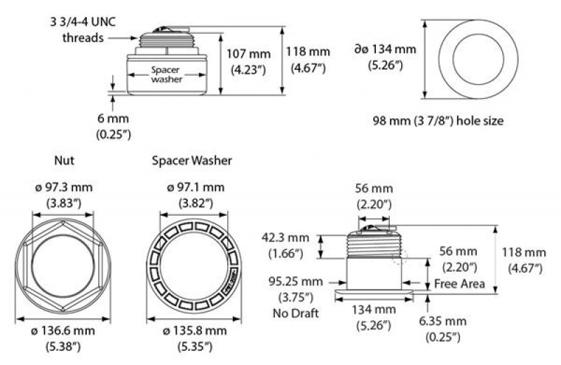 Raymarine B164, Bronze-Durchbruchgeber für Tiefe & Temperatur Raymarine B164, Bronze-Durchbruchgeber für Tiefe & Temperatur