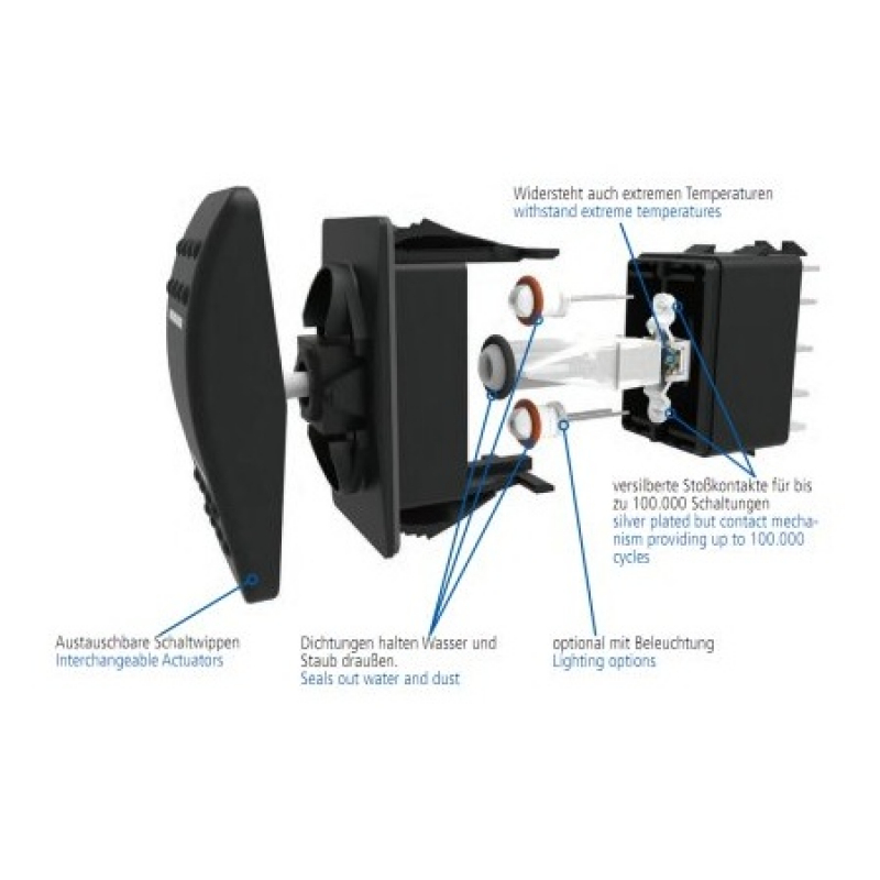 Carling CA1433 LED grün - Taster (on)/off/(on) 2-polig