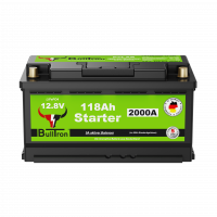 BullTron Lithium Starter Batterie 12,8 V 118 Ah Polar – 2000 A Startstrom, kompakte 279-mm-Bauform