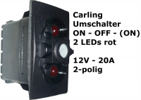Carling Schalter EIN-AUS-(EIN) - Umtaster 1-0-(2) mit 2 roten LED - OHNE Wippe