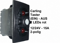 VBB2UVVC Carling Taster (EIN)-AUS (1)-0 mit LED 2× rot 12/24V-15A ohne Wippe
